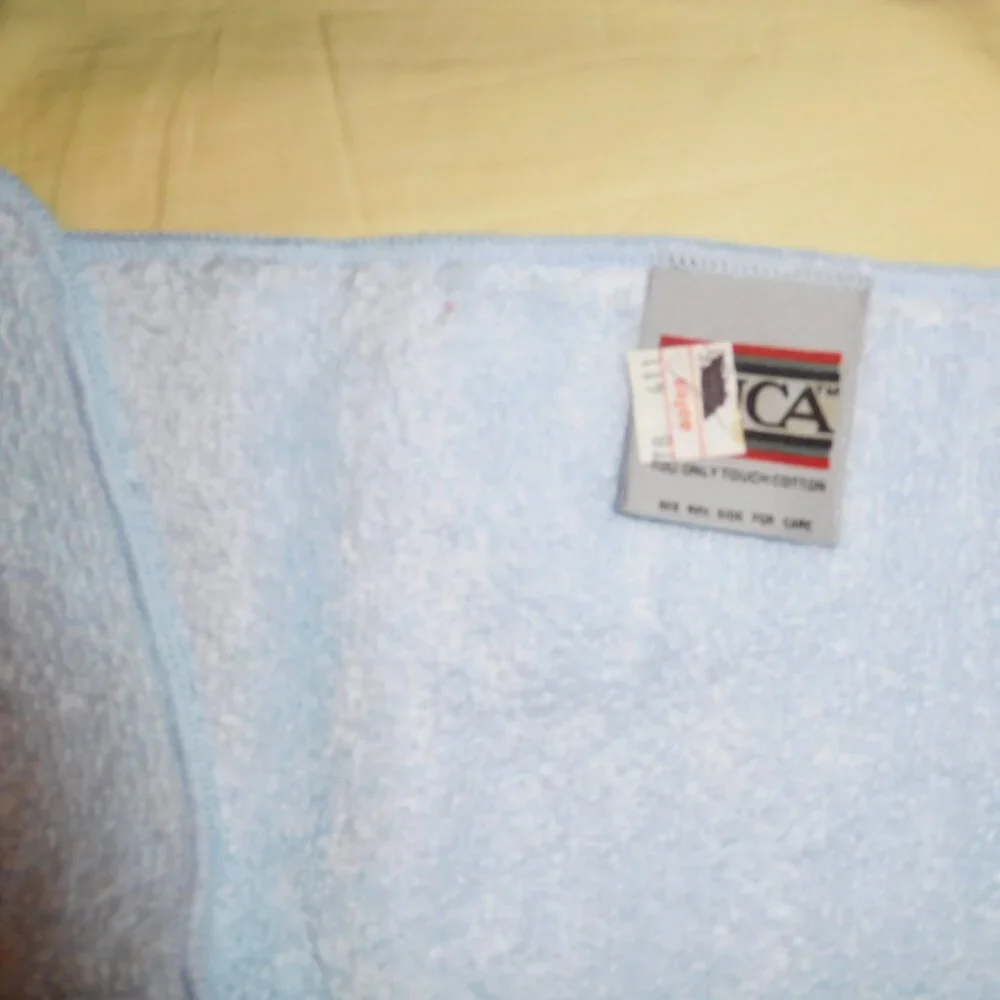 NOS 2 LIGHT BLUE WASHCLOTHS UTICA USA MADE MCM VINTAGE